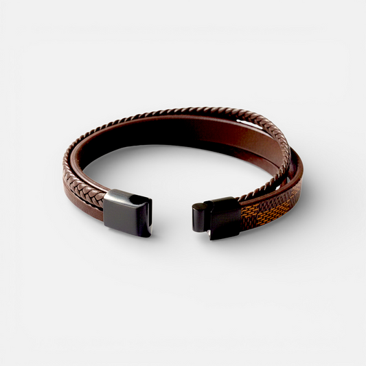 Terra Leather – Bracelet multi-rangs cuir de bovin marron