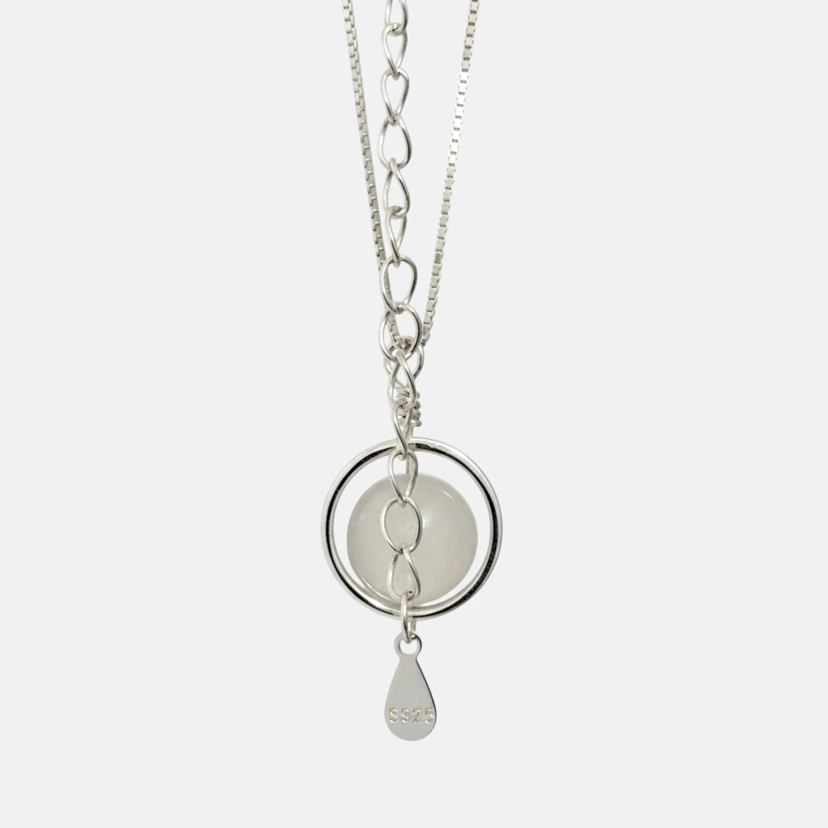 Luna Halo – Collier argent 925 pierre de lune rotative