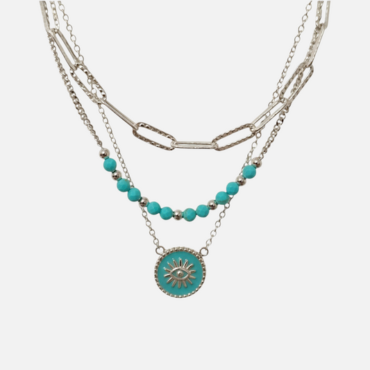 Celeste Nazar – Collier 3 rangs argent 925 rhodié