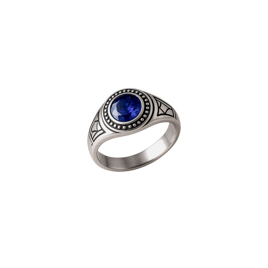 Stone Line – Bague homme acier inoxydable pierre bleue