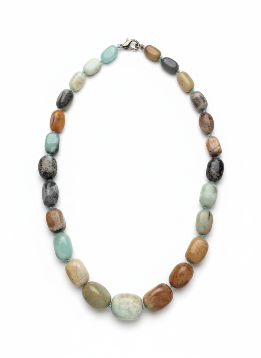 Collier en Jaspe Fancy – Pierre Naturelle Multicolore du Bénin