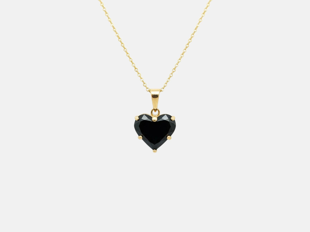 Aura Heart Noir – Collier doré cœur zirconium noir