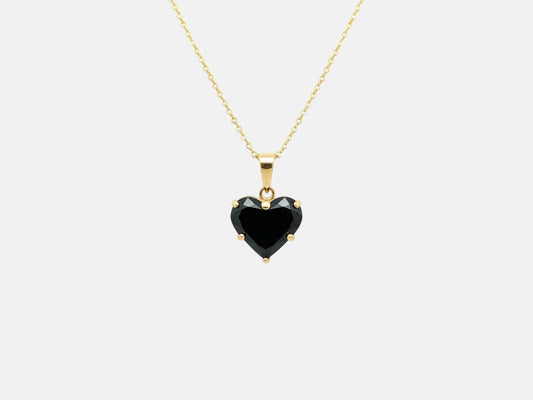 Aura Heart Noir – Collier doré cœur zirconium noir