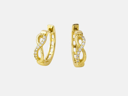 Aura Infinity – Créoles dorées zirconium motif infini