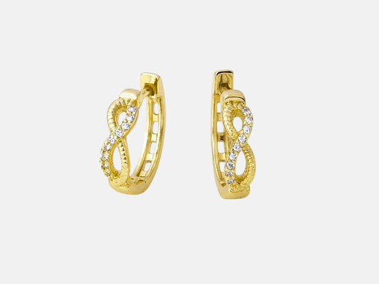 Aura Infinity – Créoles dorées zirconium motif infini