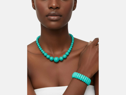 Azure Turquoise – Collier perlé en turquoise naturelle