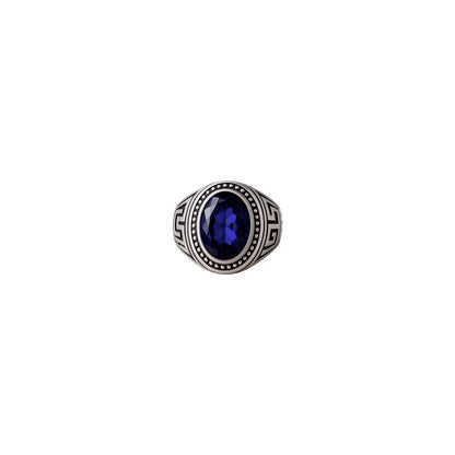 Stone Line – Bague homme acier inoxydable pierre bleue
