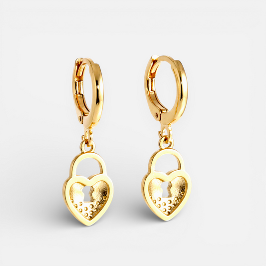 Mini Lock Heart – Boucles d’oreilles dorées enfant zirconium