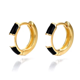 Créoles Dorées avec Détails Émaillés Noirs