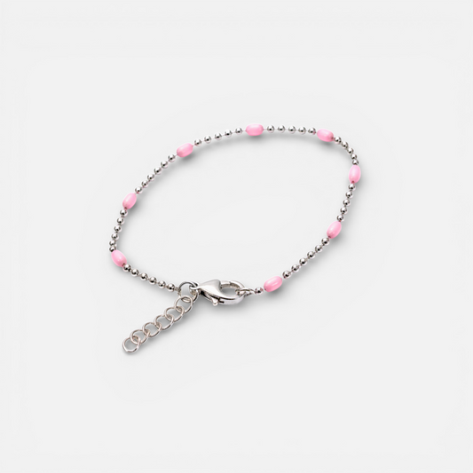 Little Pink Glow – Bracelet enfant argent 925 émail rose