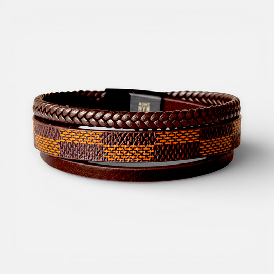 Terra Leather – Bracelet multi-rangs cuir de bovin marron