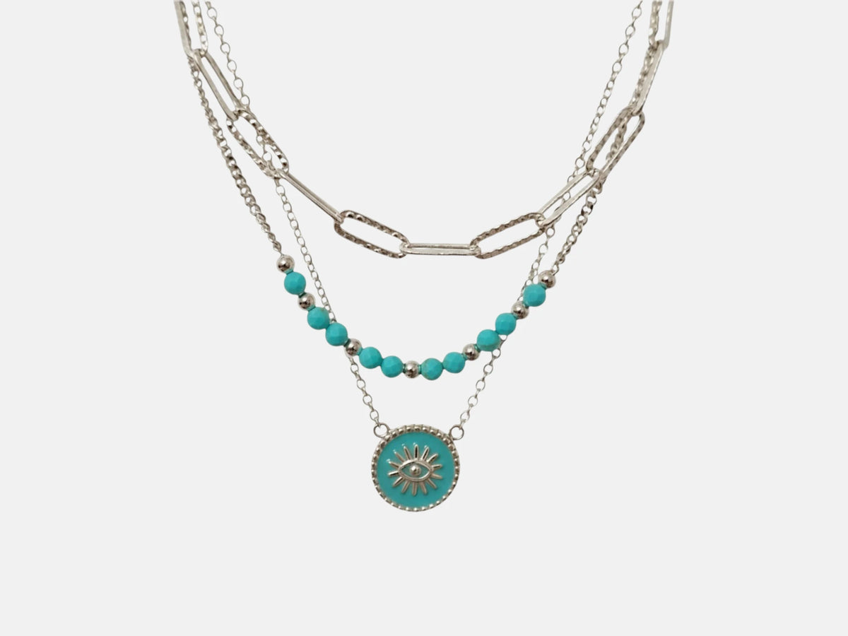 Celeste Nazar – Collier 3 rangs argent 925 rhodié