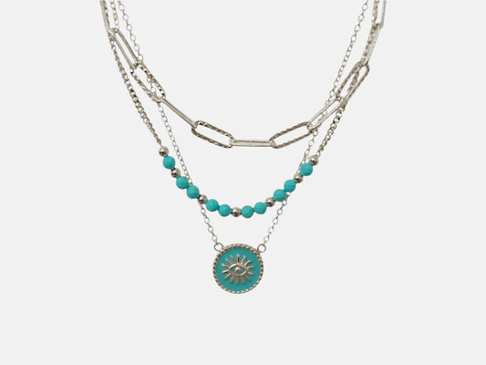 Celeste Nazar – Collier 3 rangs argent 925 rhodié