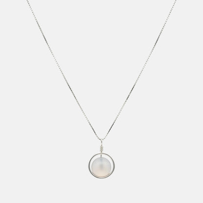 Luna Halo – Collier argent 925 pierre de lune rotative