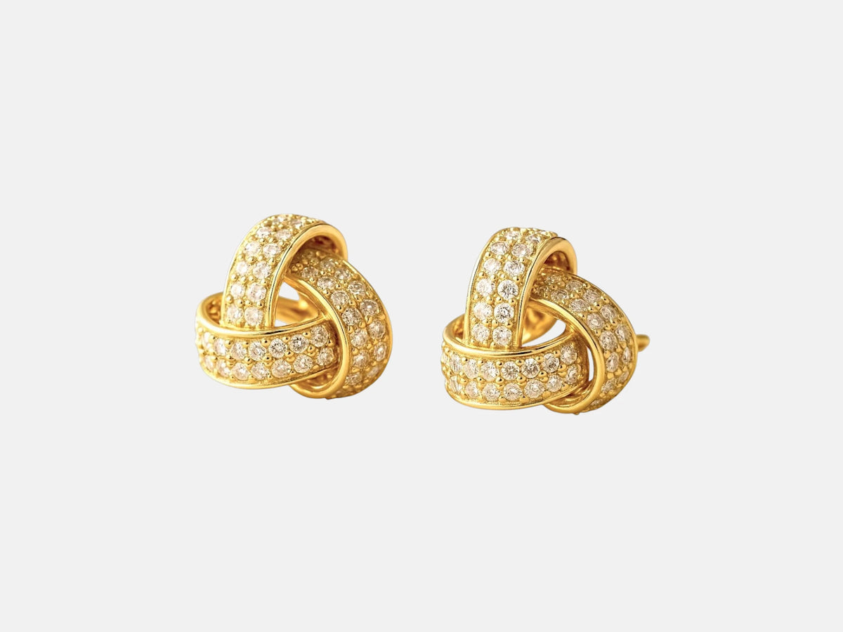 Nova Knot – Boucles d’oreilles dorées zirconium