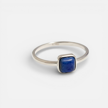 Azure Square – Bague argent 925 lapis lazuli carré