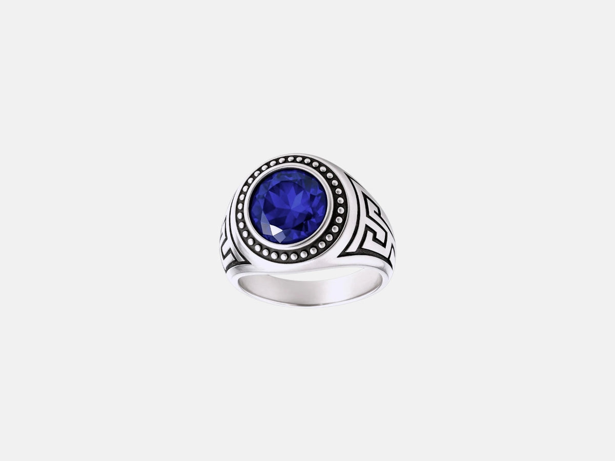 Stone Line – Bague homme acier inoxydable pierre bleue