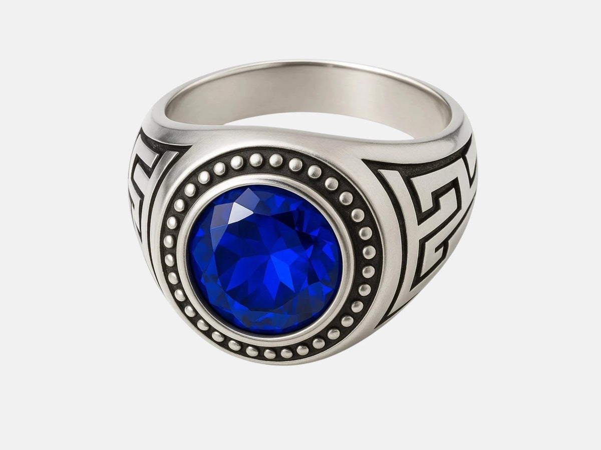Stone Line – Bague homme acier inoxydable pierre bleue