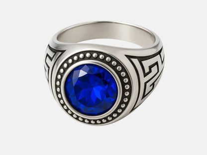 Stone Line – Bague homme acier inoxydable pierre bleue
