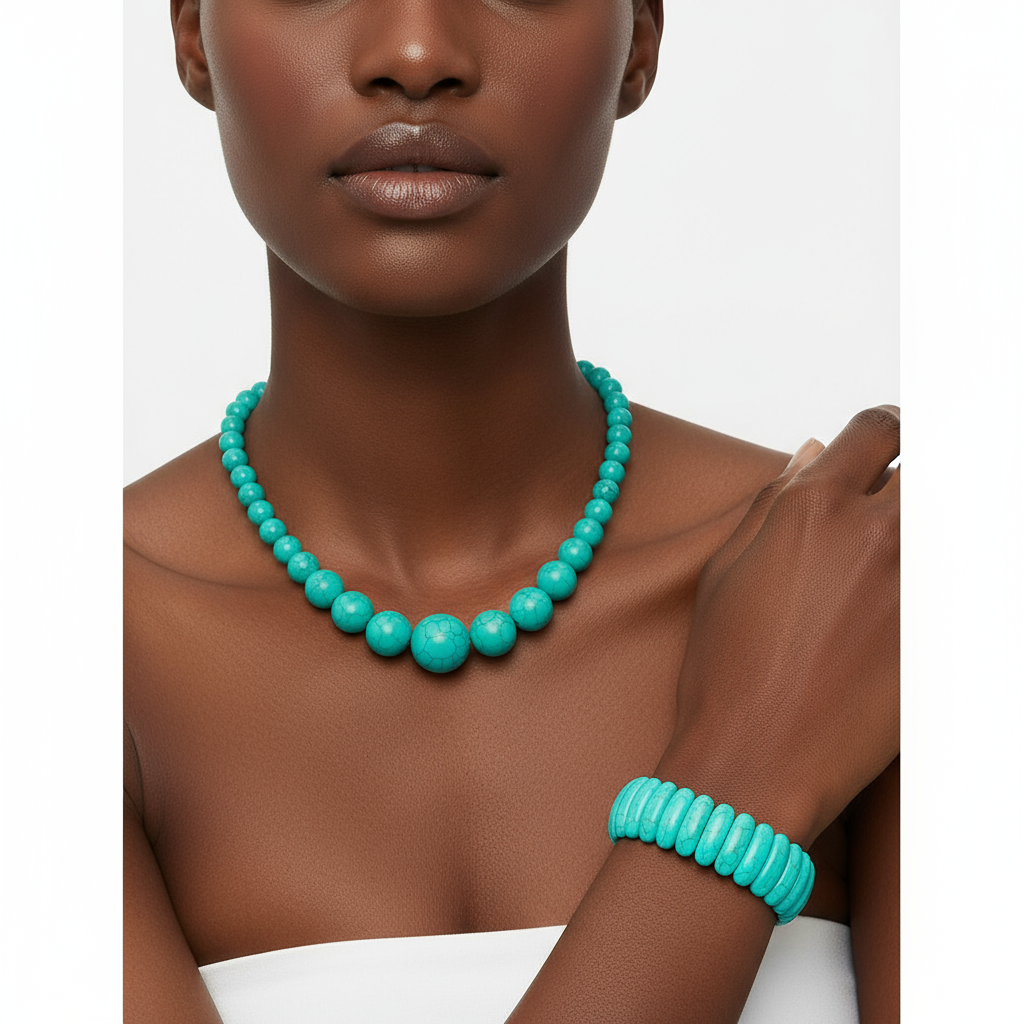 Stone Turquoise – Collier perlé turquoise naturelle
