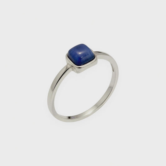 Azure Square – Bague argent 925 lapis lazuli carré