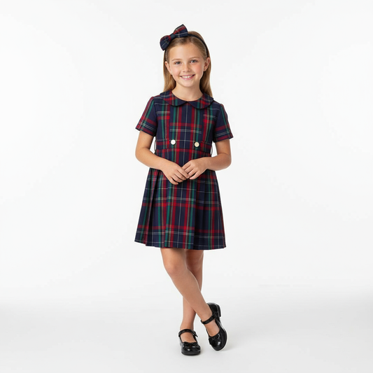 3-7 ans / Robe à carreaux écossais 100 % coton